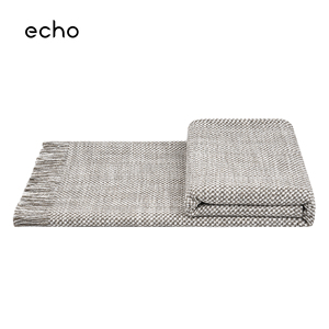 现代轻奢样板房间搭毯床尾巾新中式白咖灰棉麻床尾毯床上沙发搭巾
