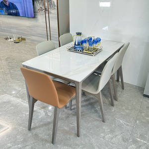 岩板餐桌椅子组合北欧风家用小户型白蜡木现代简约长方形实木饭桌