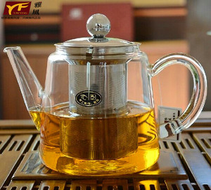 雅风 耐高温加厚玻璃茶壶 泡花茶壶 带不锈钢过滤网 大容量