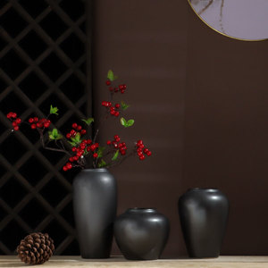 现代简约黑色花瓶电视柜客厅卧室橱窗摆件创意家居陶瓷摆设装饰品