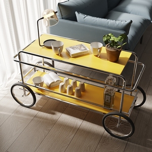 北欧铁艺创意轱辘餐车推车带抽屉边桌不锈钢小边几收纳置物茶水车