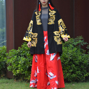 原创龙袍刺绣外套女装云南丽江 朝鲜出国西藏新疆外披开衫民族风