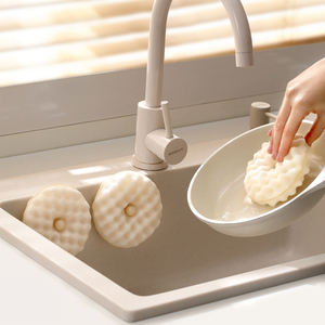 吸盘海绵洗碗刷厨房双面耐用白洁布不沾油洗锅神器清洁去污海绵擦