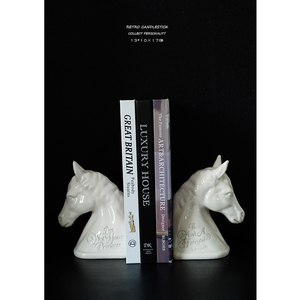 出口北欧个性创意马头造型陶瓷书立书房书柜书靠书架分隔摆件装饰