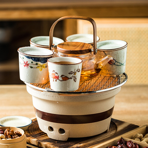 围炉煮茶带盖朱口杯茶杯带盖子创意茶具主人杯泡茶杯红茶绿茶杯子
