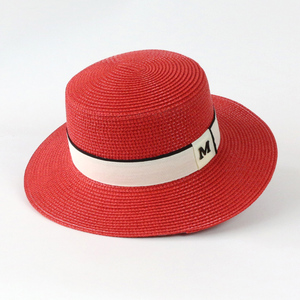 草帽女夏天大檐可折叠出游度假海马边沙滩帽红色礼帽法式英伦欧美