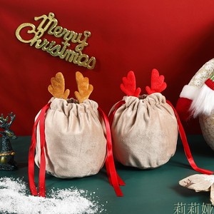 圣诞节万圣节糖果袋子鹿角绒布袋派对礼物包装礼品袋丝绒礼品袋