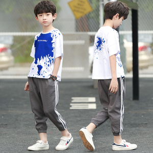 男童夏装儿童运动套装2021新款7韩版8岁中大童男孩短袖宽松两件套