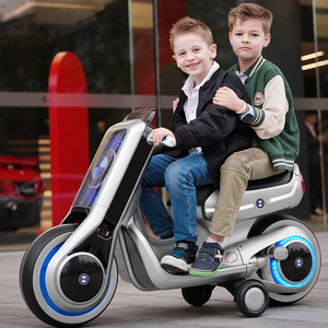 新款儿童电动摩托车可坐人双人男女宝宝三轮车充电小孩大号玩具车