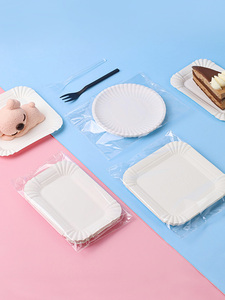 一次性纸盘子加厚圆纸盘生日蛋糕盘叉组合长方餐盘纸碟彩绘蛋糕盘