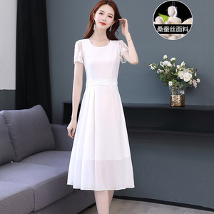杭州大牌气质白色真丝连衣裙2024女新款高端奢华桑蚕丝裙子夏季