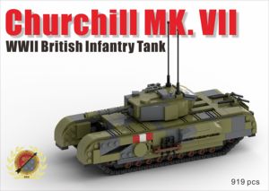 【东积院】二战英军丘吉尔坦克全内构迷彩拼装乐高式积木模型moc