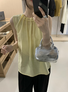 韩国高品质设计感棉麻衬衫女2024夏装欧货女装时尚洋气无袖上衣潮