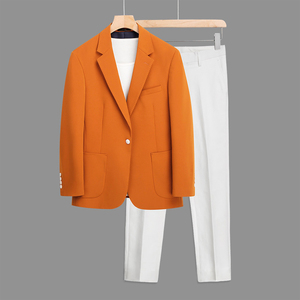 西服套装男士两件套韩版修身商务休闲职业西装上衣纯色大码外套潮