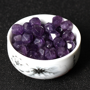 天然紫水晶切面散珠不规则串珠diy水晶饰品配件钻石面单珠整包邮