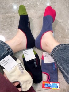 现货韩国夏季薄款女船袜东大门新款拼色字母棉质透气不掉跟隐形袜