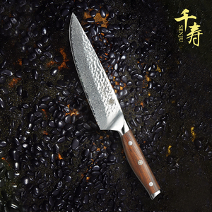 千寿西式厨刀大马士革钢西餐厨师刀超锋利切菜刀主厨刀专用切肉刀