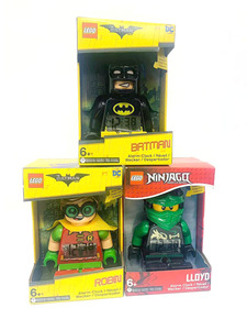 现货创意LEGO乐高闹钟蝙蝠侠罗宾幻影忍者玩偶时钟会发光响铃闹钟