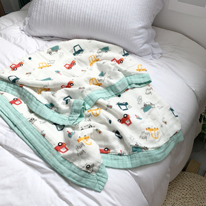 婴儿竹纤维盖毯夏季卡通小汽车新生儿童柔软凉感午睡薄款空调被子
