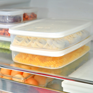 日本保鲜盒冰箱收纳盒食品冷冻盒不粘饺子盒馄饨盒带盖冰块存放盒
