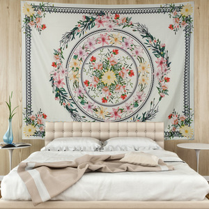 复古文艺北欧风ins鲜花挂布墙面背景装饰画布挂毯沙发巾隔断盖布