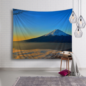 日本富士山风景北欧美ins挂布墙面背景装饰画布墙挂毯沙发巾桌布