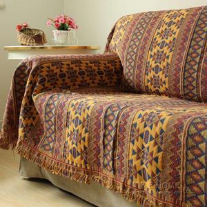 外贸出口波西米亚民族风沙发巾毛毯美式异域风棉线沙发毯盖毯地毯