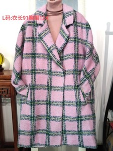 【M系列】品牌正品冬女装休闲羊毛呢版型简单大气格子大衣
