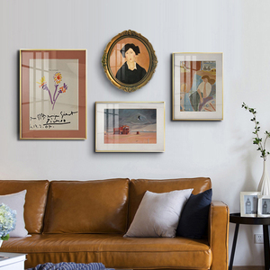 文艺复古组合挂画小众美式轻奢沙发墙壁画小户型客厅单身公寓卧室