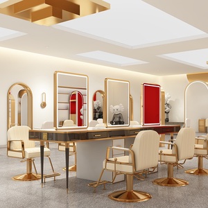 网红美发店镜子理发店柜子一体发廊专用双面潮款简约欧式烫染镜台