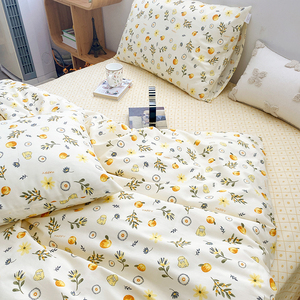 暖阳 纯棉被套单件床单床笠四件套1.5米1.8m全棉被罩定制