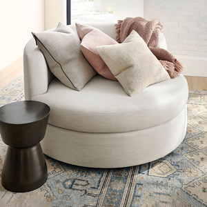 意式轻奢圆形可旋转沙发椅意大利绒布客厅卧室单人休闲椅北欧设计