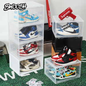 SWOOSH亚克力鞋盒收纳盒透明磁吸AJ鞋子省空间鞋架侧开塑料抽屉式