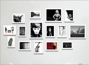 实木照片墙 相框墙15框欧式客厅 创意组合相框 相片墙黑白照片墙