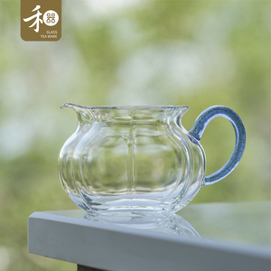 台湾禾器玻璃公道杯纳福茶海加厚耐热带把日式公杯瓜形高端分茶器