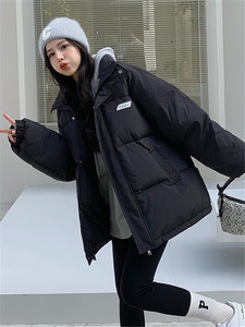 韩版学生短款羽绒棉衣棉服女冬季克莱因蓝面包服ins潮棉袄外套女