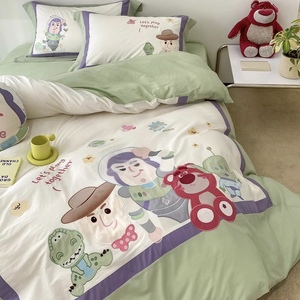 巴斯光年迪士尼卡通刺绣全棉水洗棉四件套纯棉被套床单床上用品