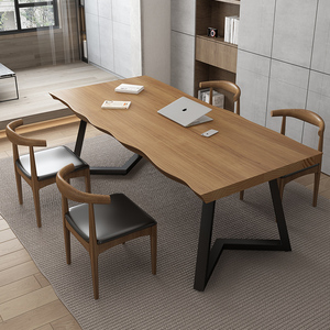 实木款家用双人书桌电脑桌创意长方形工作台会议桌写字办公书法桌