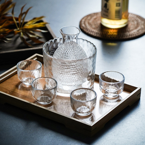 日式清酒壶锤纹玻璃杯青梅酒果酒杯米酒白酒烫酒器家用温酒具小杯
