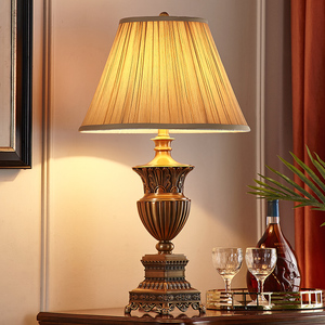 美式复古奢华主卧全铜台灯纯铜客厅沙发茶几灯欧式书房卧室床头灯