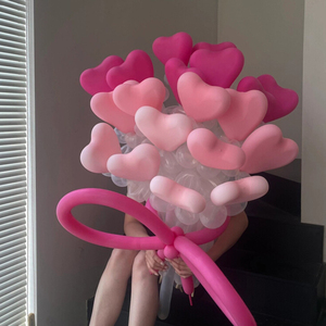 爱心玫瑰花束装饰气球结婚生日表白diy心形玫红520情人节拍照道具