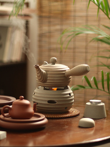 老岩泥煮茶壶粗陶烧水壶酒精炉蜡烛温茶加热底座户外便携茶具茶炉