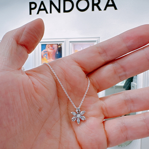 潘多拉Pandora新品闪耀花朵吊坠项链女套装392387C01气质生日礼物