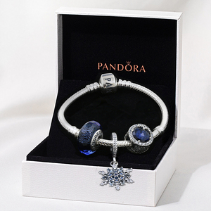 现货 澳洲Pandora潘多拉 林心如同款蓝色雪花雪花猫眼手链套装