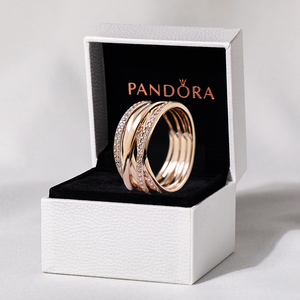 现货国内代购PANDORA潘多拉玫瑰金交缠戒指女180919CZ轻奢高级感
