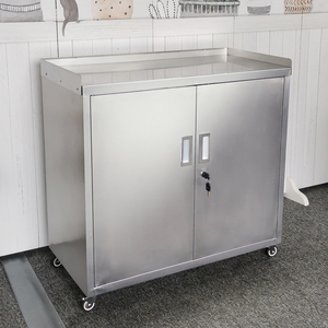 304不锈钢碗柜橱柜家用厨房煤气灶台简易储物柜茶水柜单门柜带锁