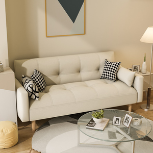 单身公寓客厅小户型单人布艺简约北欧两用折叠家用棉麻布艺小沙发