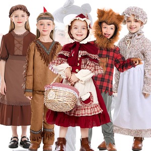 小红帽服装话剧演出服儿童狼外婆大灰狼猎人扮演服装格林童话主题