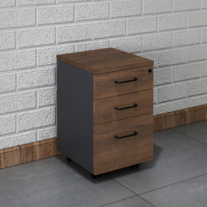 办公文件柜桌下抽屉储物矮柜木质可移动小型活动柜子带锁三抽柜