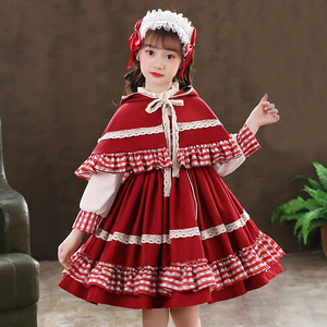 正版小红帽演出服套装幼儿园童话剧服装春秋款小女孩洛丽塔公主裙